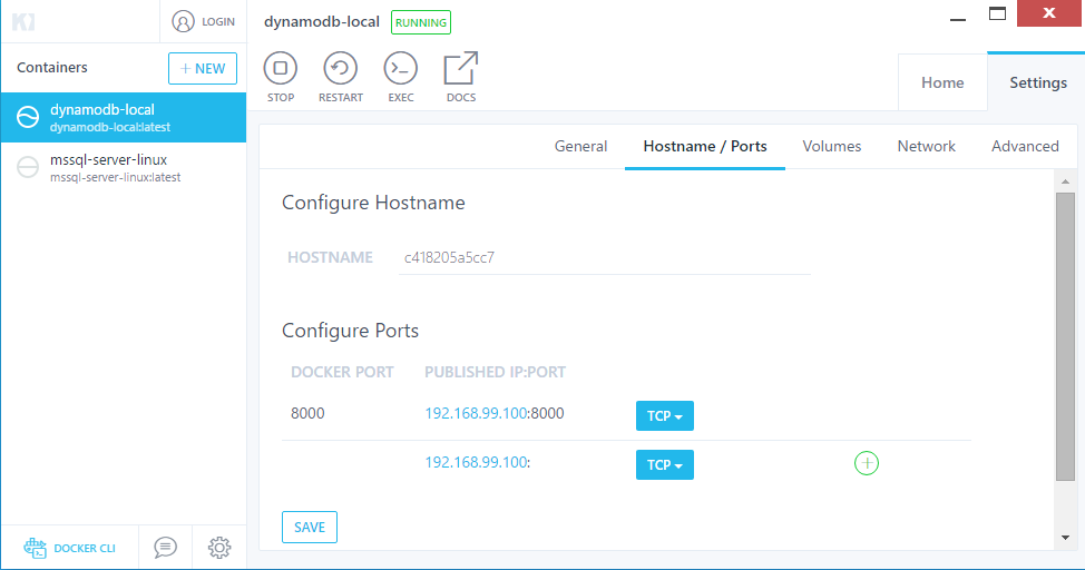 dynamodb_docker_kinematic